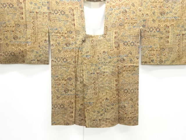 大正ロマン　紋錦紗花更紗模様道行コート